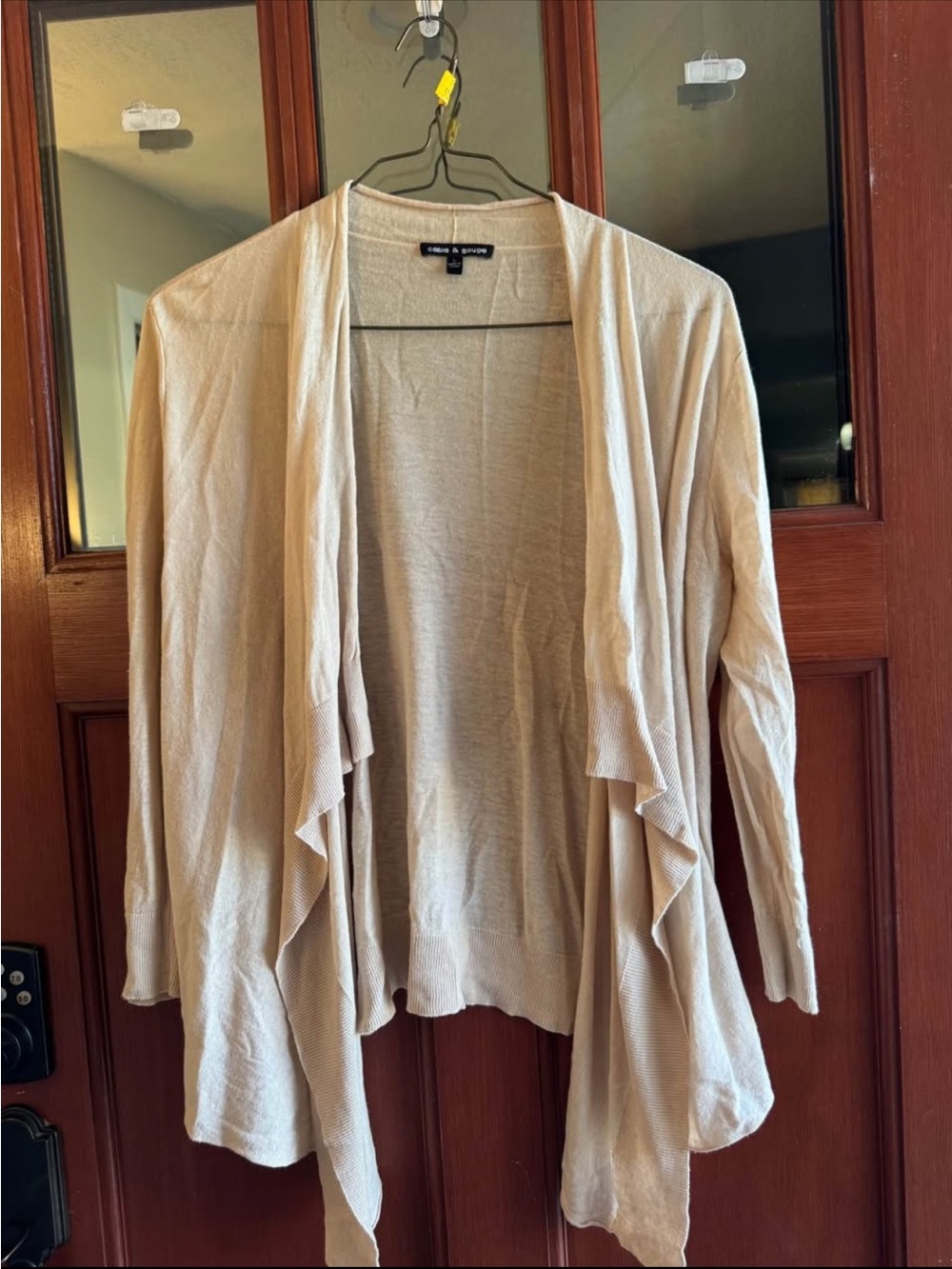 Cable and gauge  Open-Front Draped Cardigan - Cream large